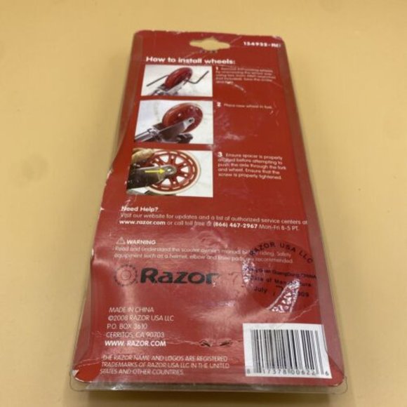 Razor 98mm Wheels with Bearings Set of 2 Red Item # 134932-RD scooter Brand New. - Picture 4 of 4